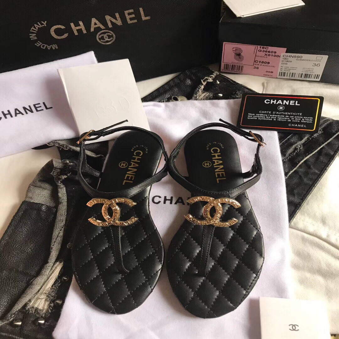 Chanel Women's Sandals Chanel Slippers Lambskin C90161