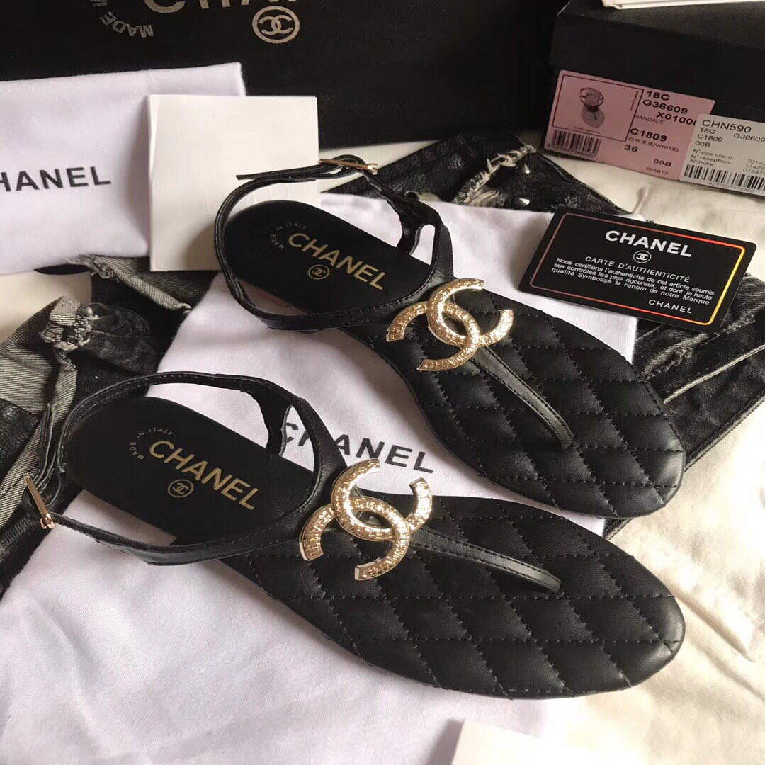 Chanel Women's Sandals Chanel Slippers Lambskin C90161