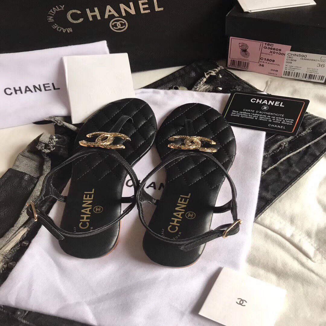 Chanel Women's Sandals Chanel Slippers Lambskin C90161