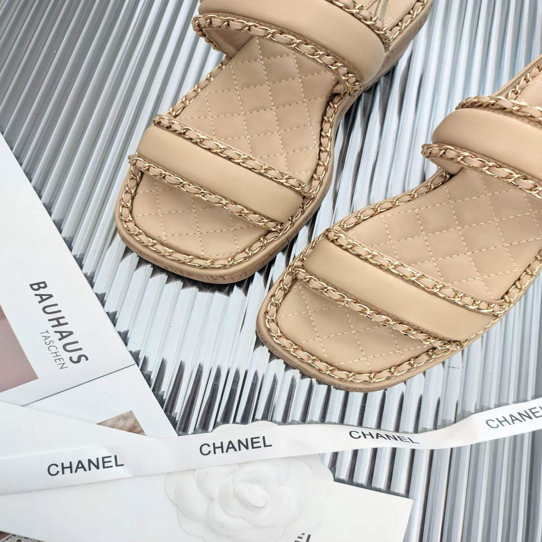 Chanel Women's Sandals Chanel Slippers Lambskin C90137
