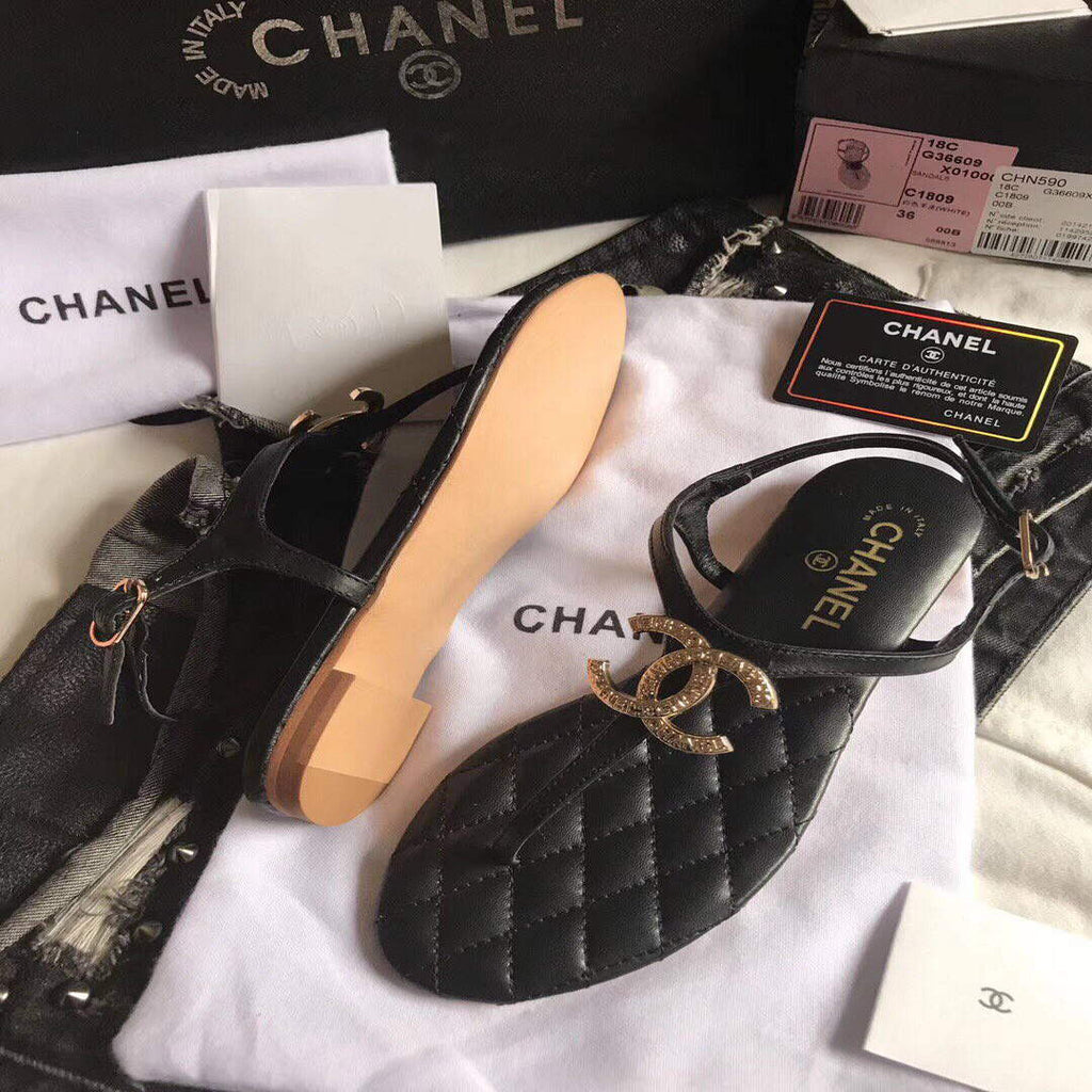 Chanel Women's Sandals Chanel Slippers Lambskin C90161