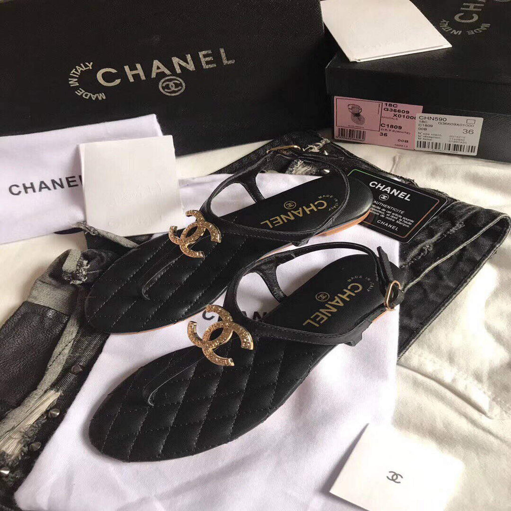 Chanel Women's Sandals Chanel Slippers Lambskin C90161