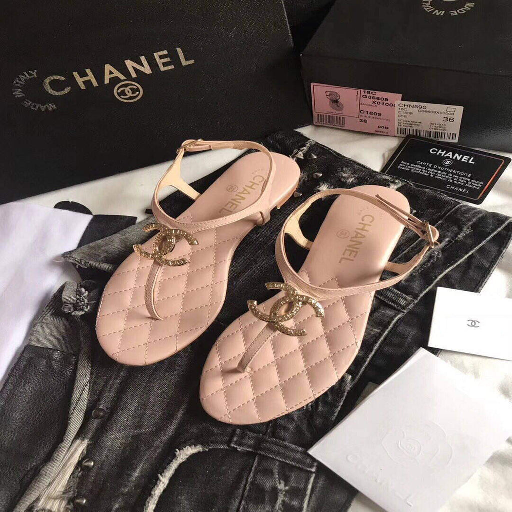 Chanel Women's Sandals Chanel Slippers Lambskin C90162