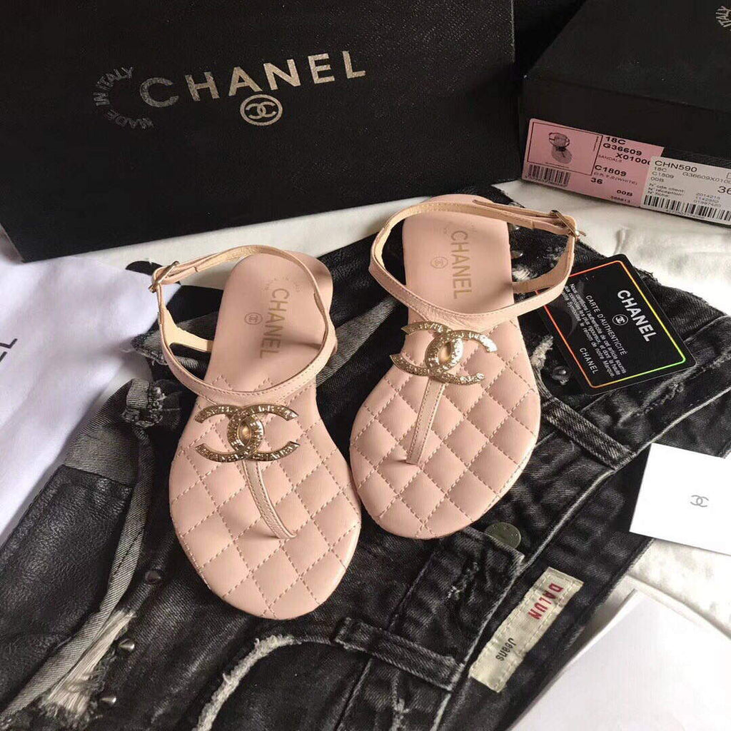 Chanel Women's Sandals Chanel Slippers Lambskin C90162