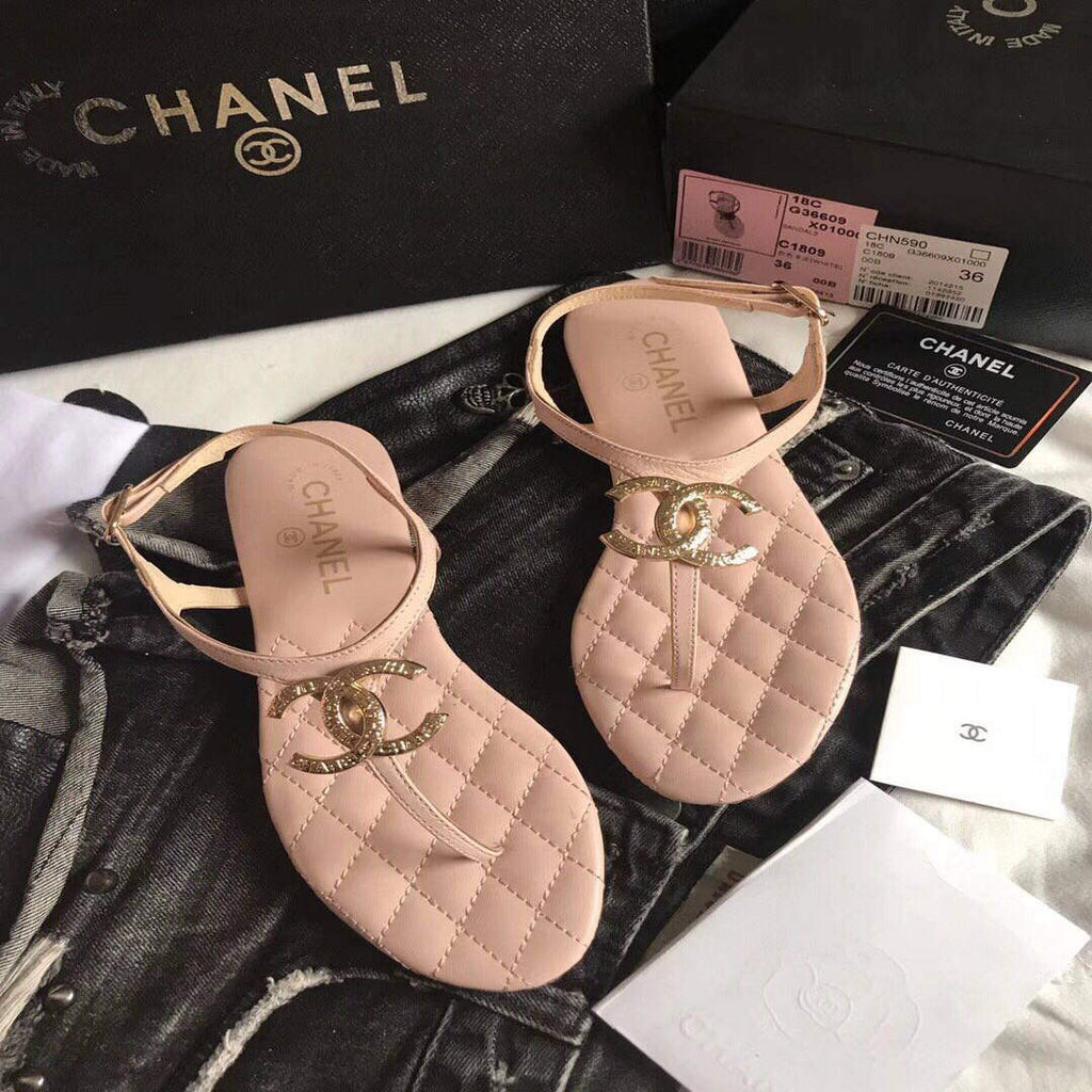 Chanel Women's Sandals Chanel Slippers Lambskin C90162