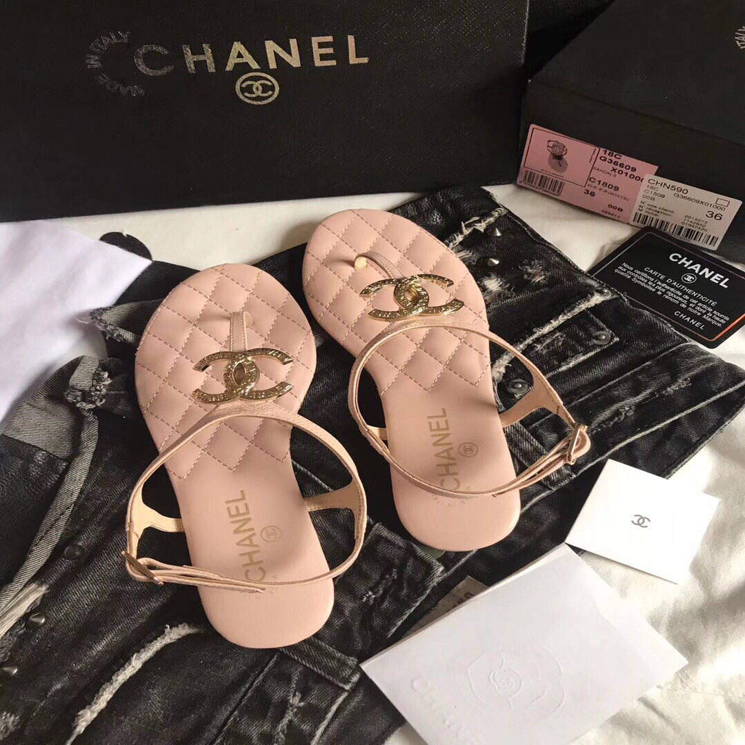 Chanel Women's Sandals Chanel Slippers Lambskin C90162