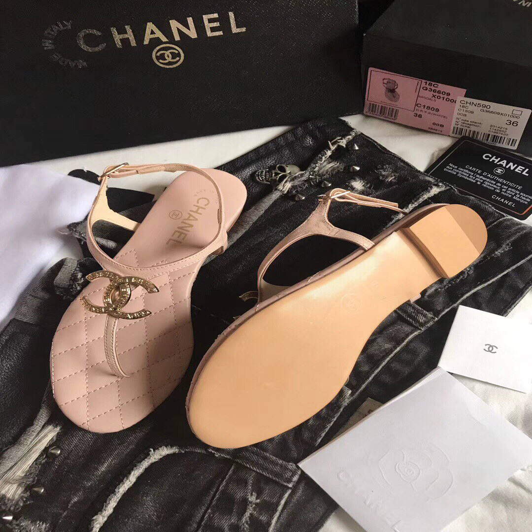 Chanel Women's Sandals Chanel Slippers Lambskin C90162