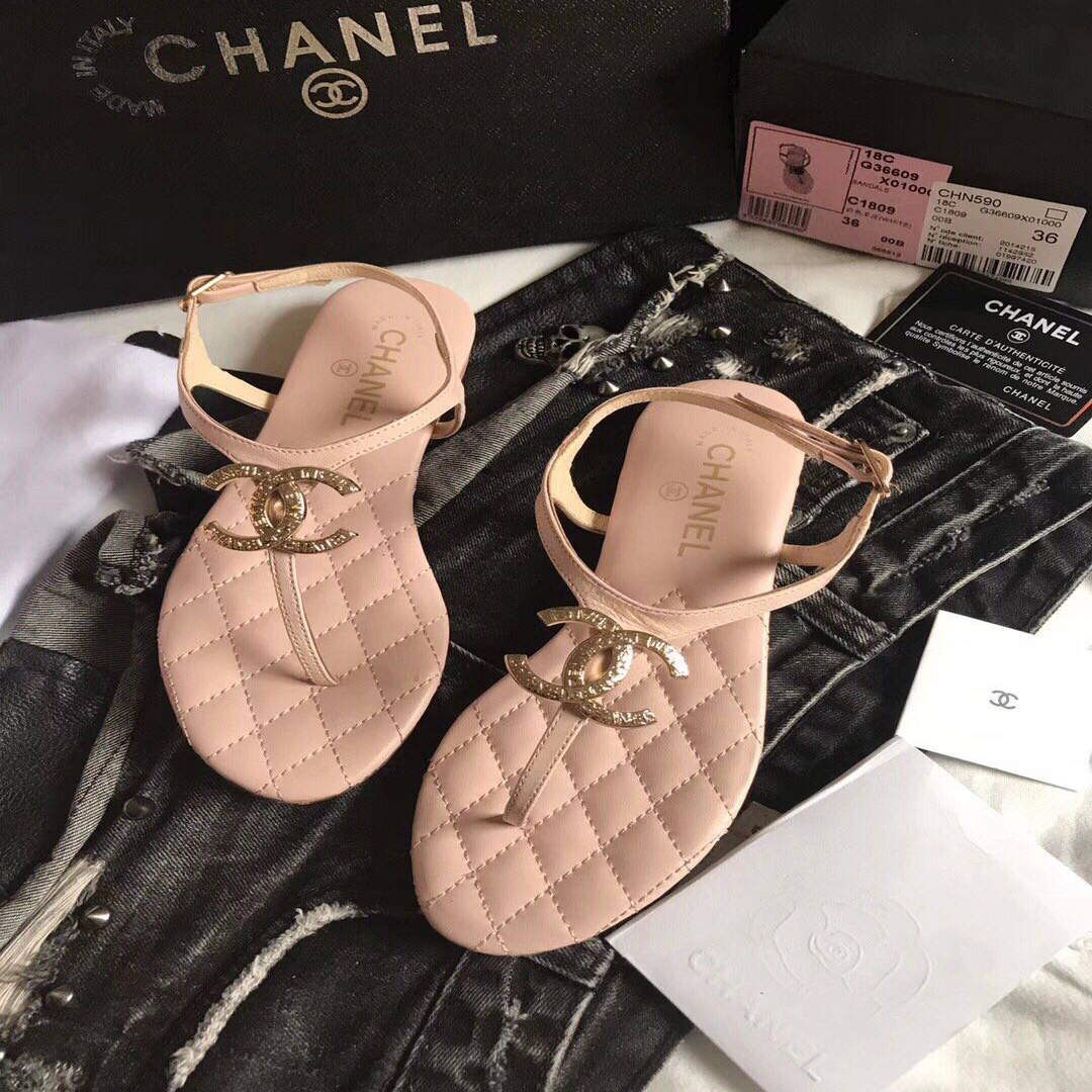 Chanel Women's Sandals Chanel Slippers Lambskin C90162