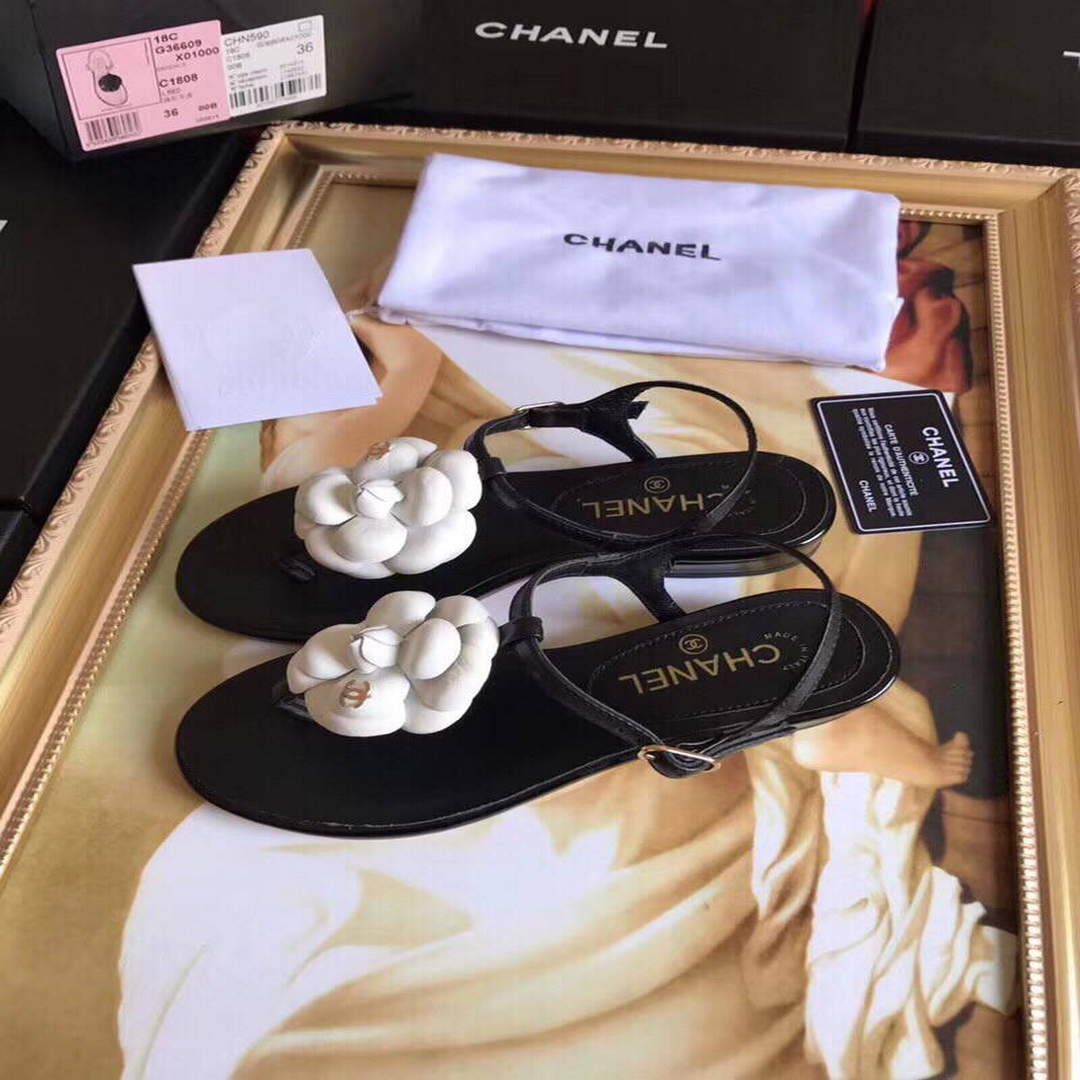 Chanel Women's Sandals Chanel Slippers Lambskin C90163