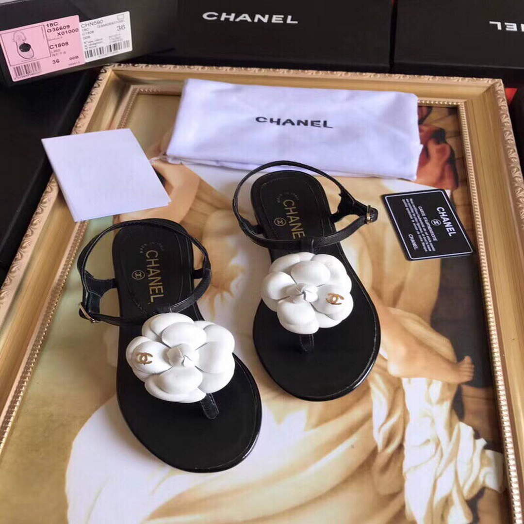 Chanel Women's Sandals Chanel Slippers Lambskin C90163