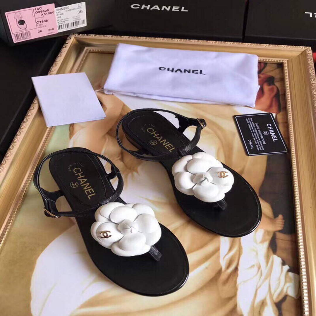 Chanel Women's Sandals Chanel Slippers Lambskin C90163