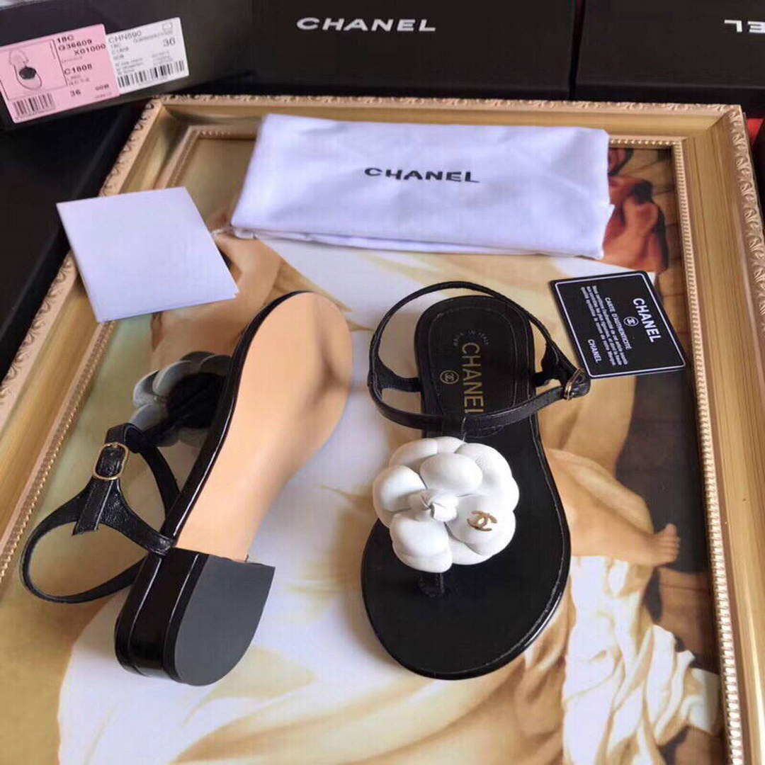 Chanel Women's Sandals Chanel Slippers Lambskin C90163