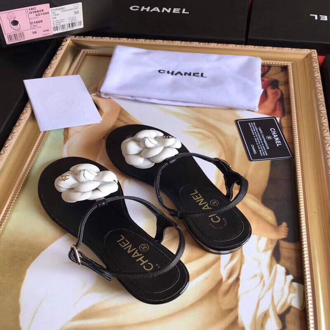 Chanel Women's Sandals Chanel Slippers Lambskin C90163