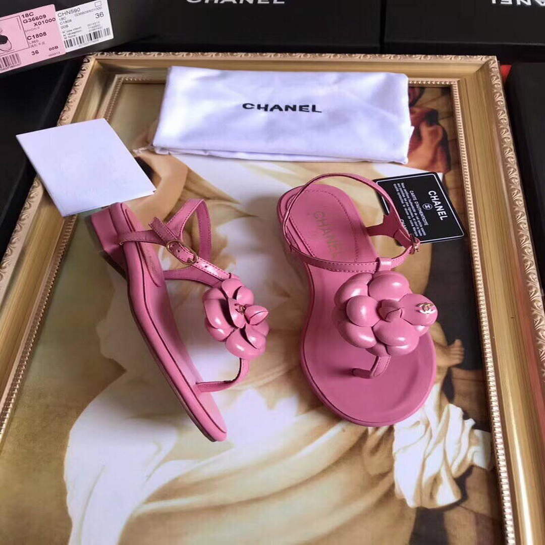 Chanel Women's Sandals Chanel Slippers Lambskin C90164
