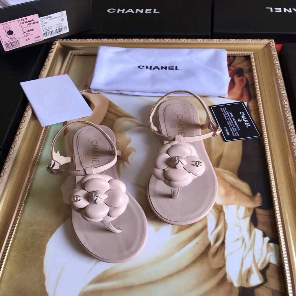 Chanel Women's Sandals Chanel Slippers Lambskin C90166