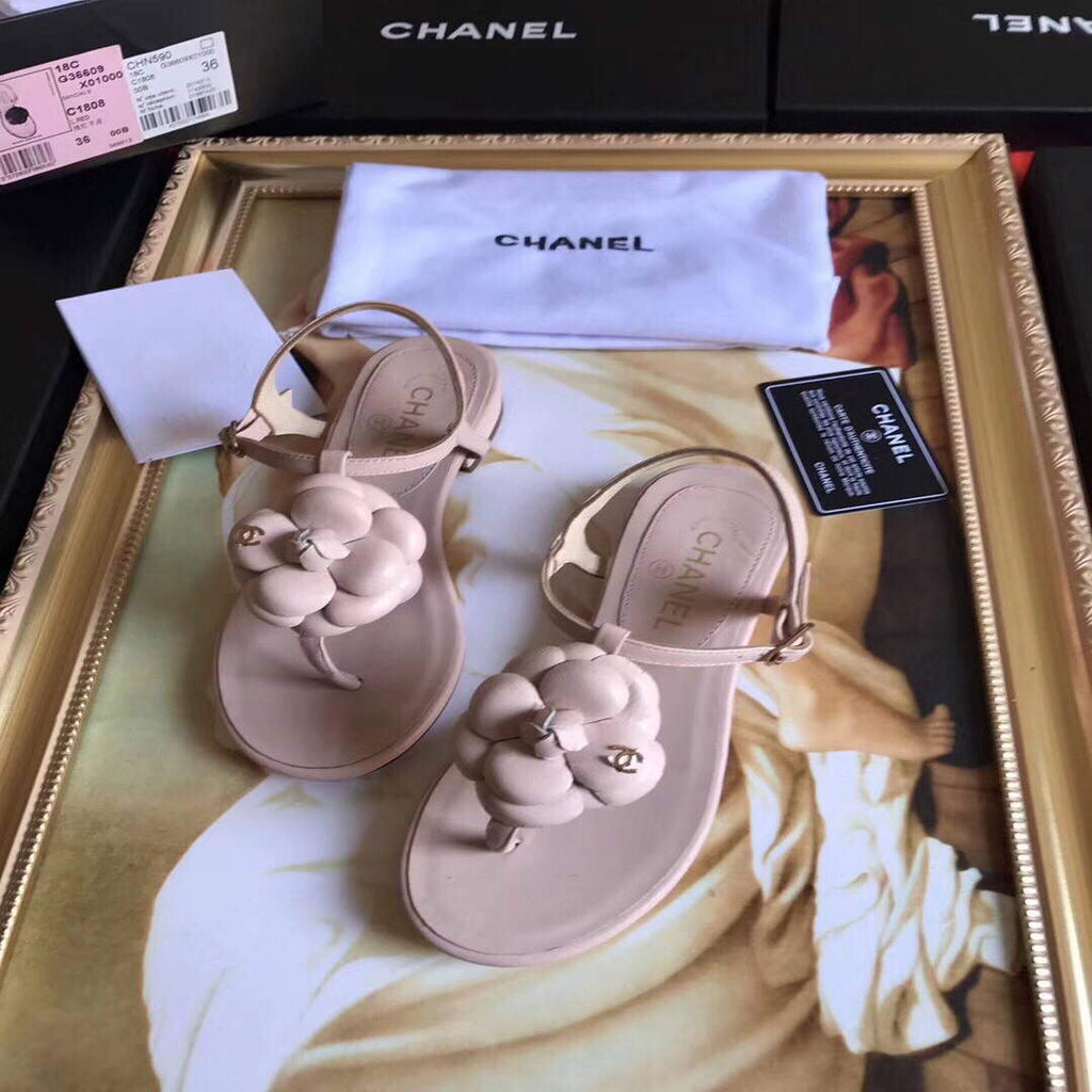 Chanel Women's Sandals Chanel Slippers Lambskin C90166