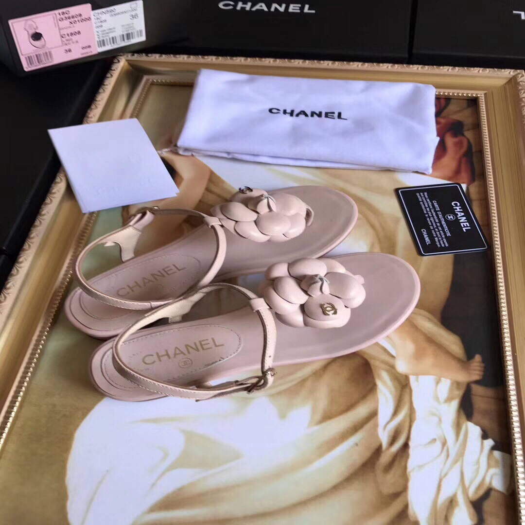 Chanel Women's Sandals Chanel Slippers Lambskin C90166