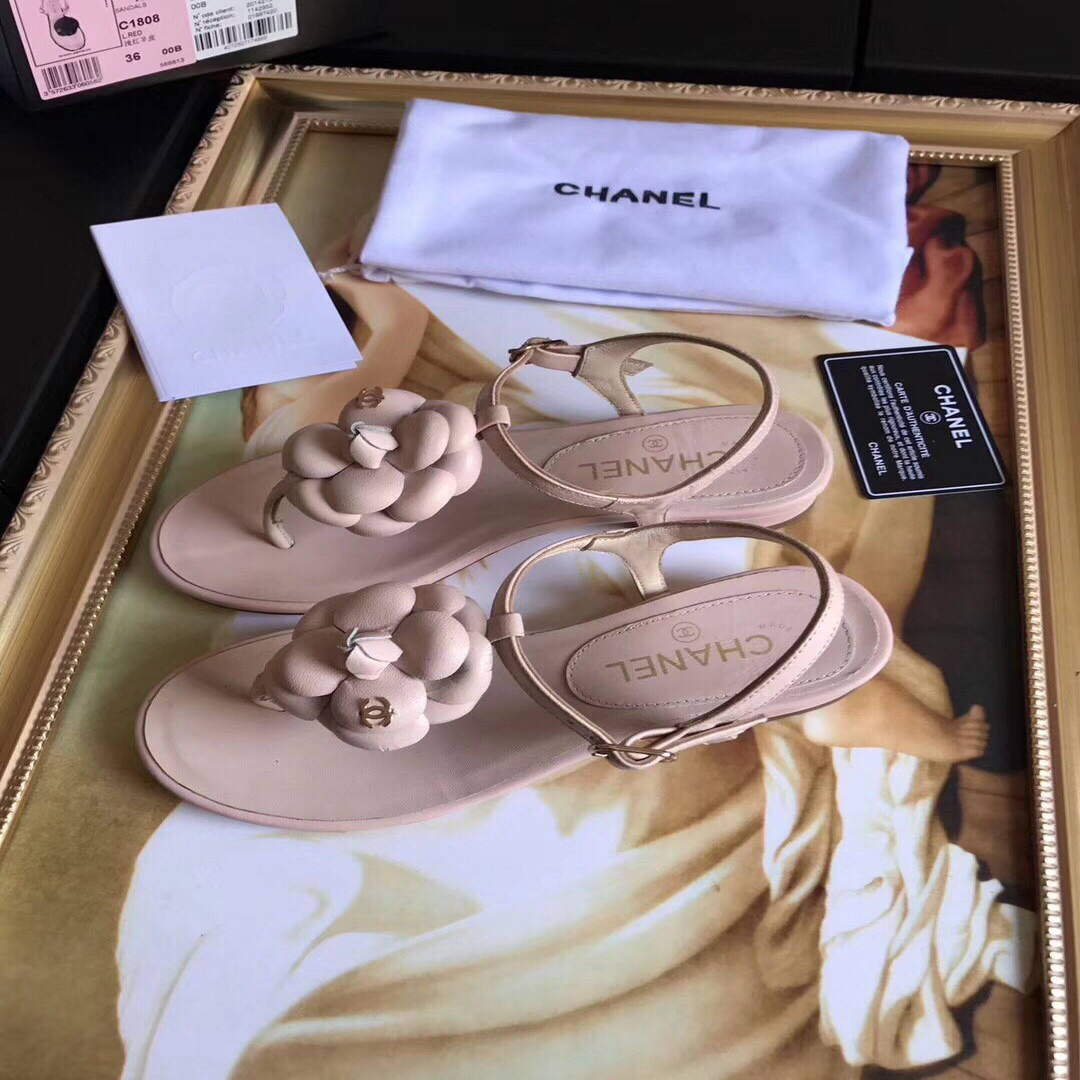 Chanel Women's Sandals Chanel Slippers Lambskin C90166