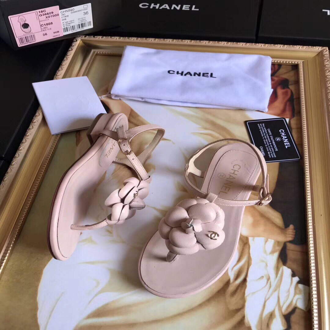 Chanel Women's Sandals Chanel Slippers Lambskin C90166