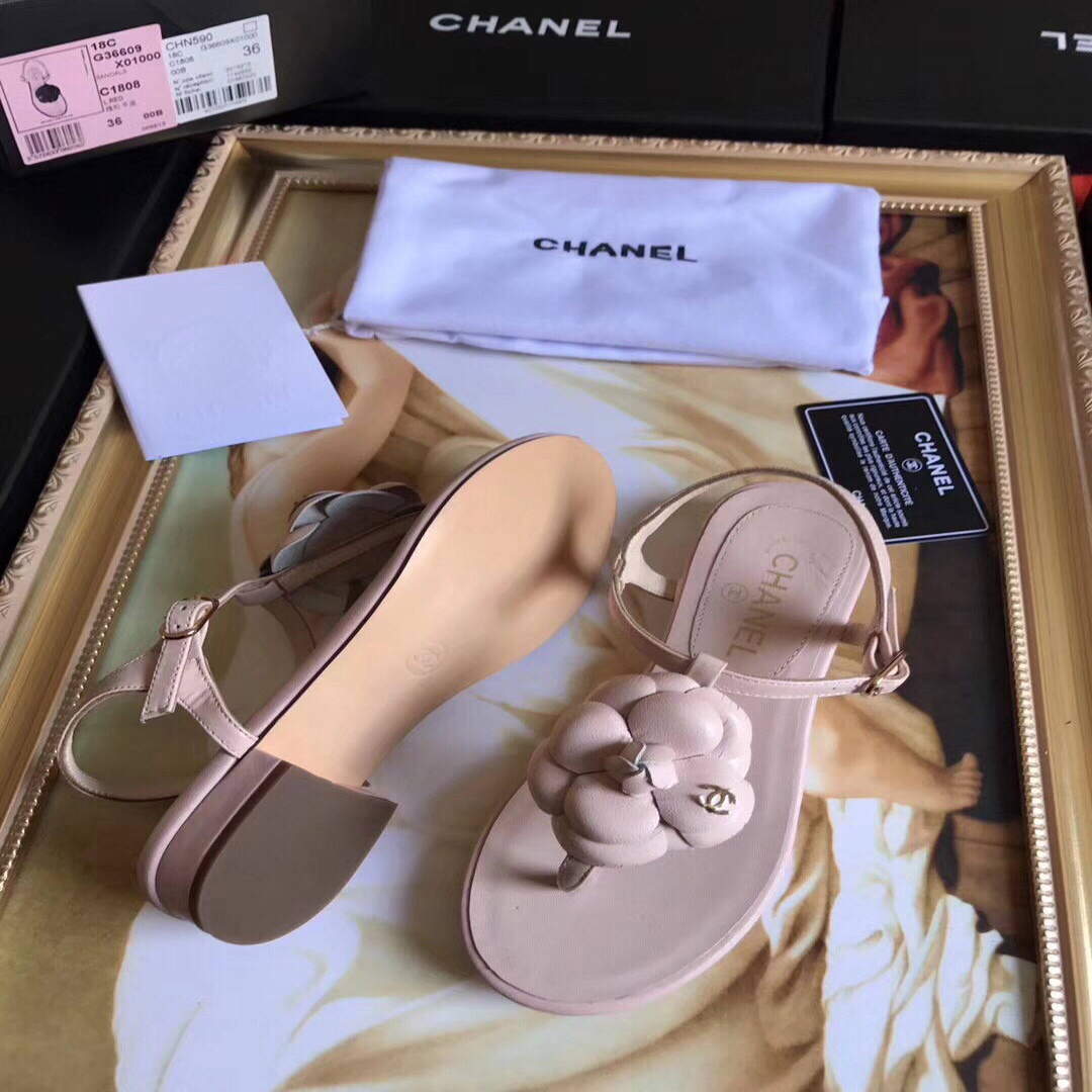 Chanel Women's Sandals Chanel Slippers Lambskin C90166