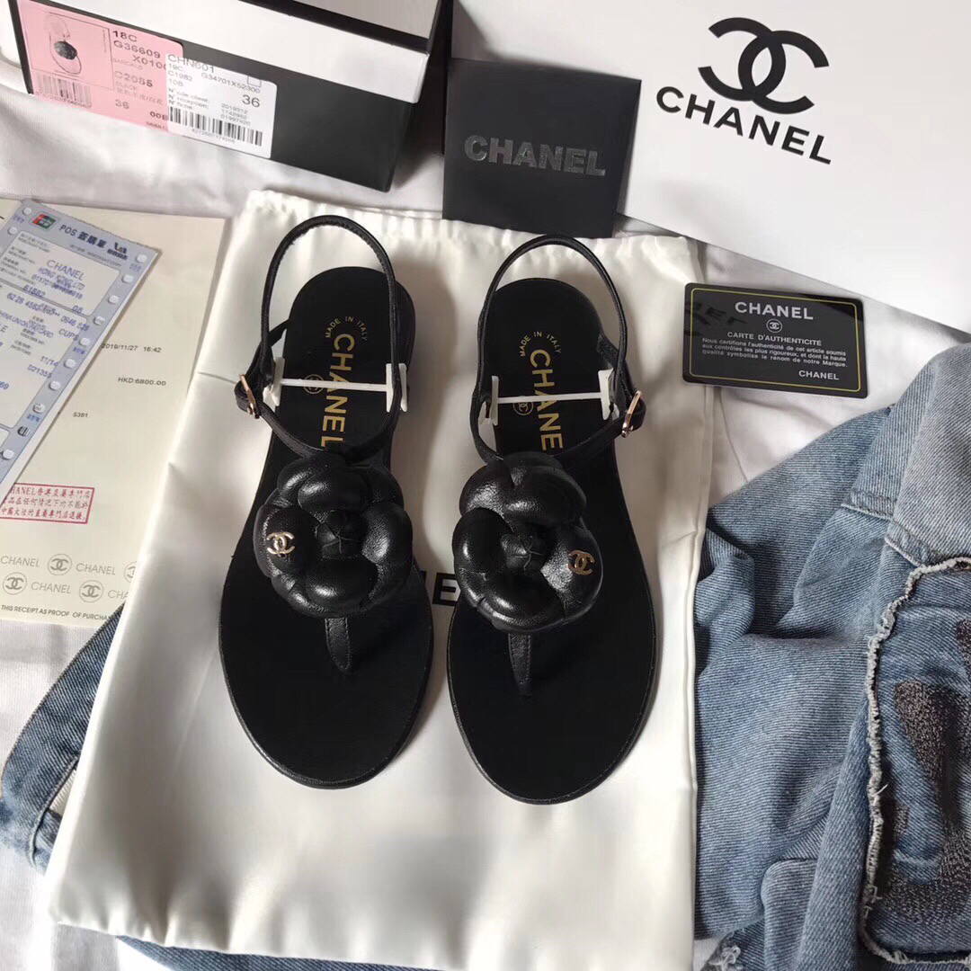 Chanel Women's Sandals Chanel Slippers Lambskin C90168