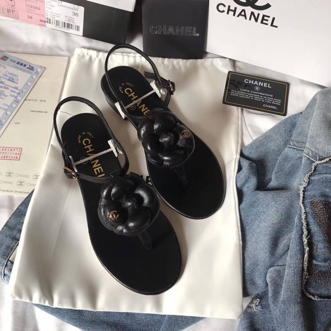 Chanel Women's Sandals Chanel Slippers Lambskin C90168