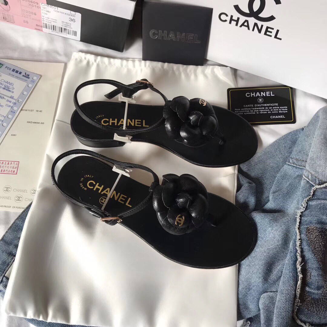 Chanel Women's Sandals Chanel Slippers Lambskin C90168