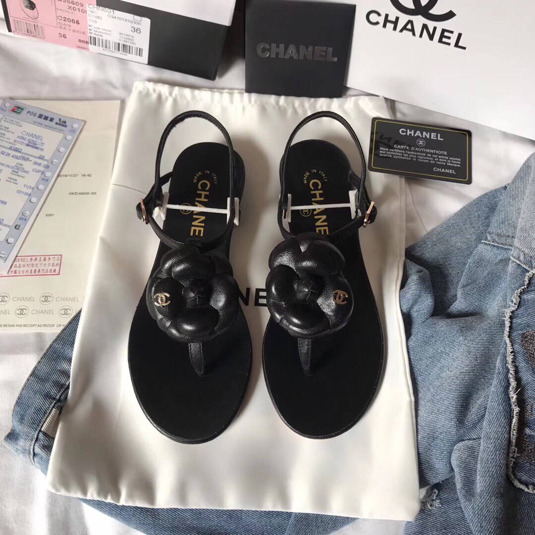Chanel Women's Sandals Chanel Slippers Lambskin C90168