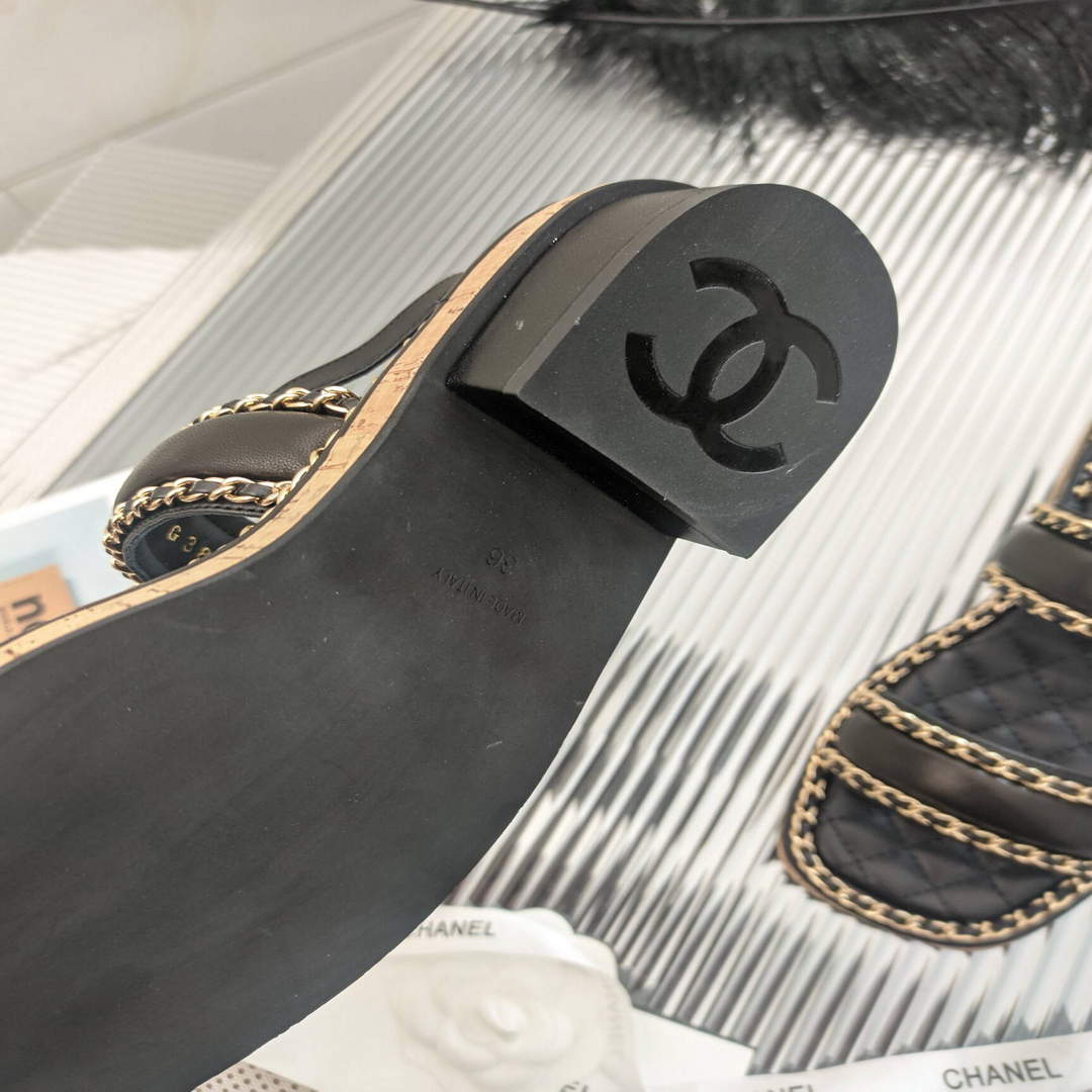 Chanel Women's Sandals Chanel Slippers Lambskin C90138