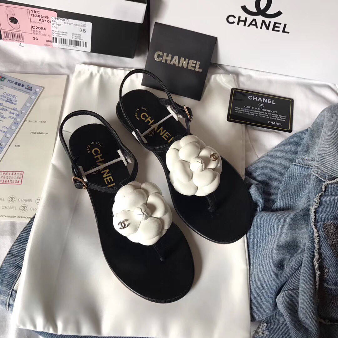 Chanel Women's Sandals Chanel Slippers Lambskin C90169