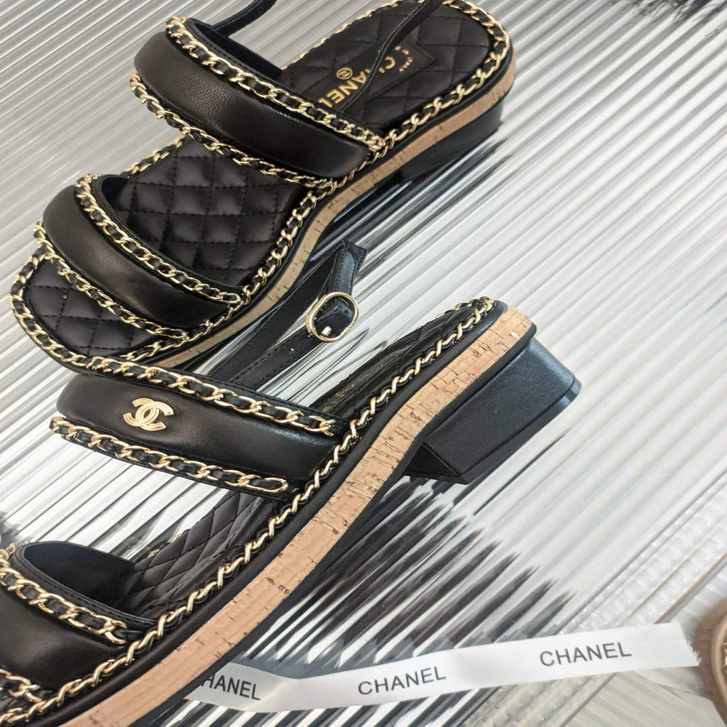 Chanel Women's Sandals Chanel Slippers Lambskin C90138