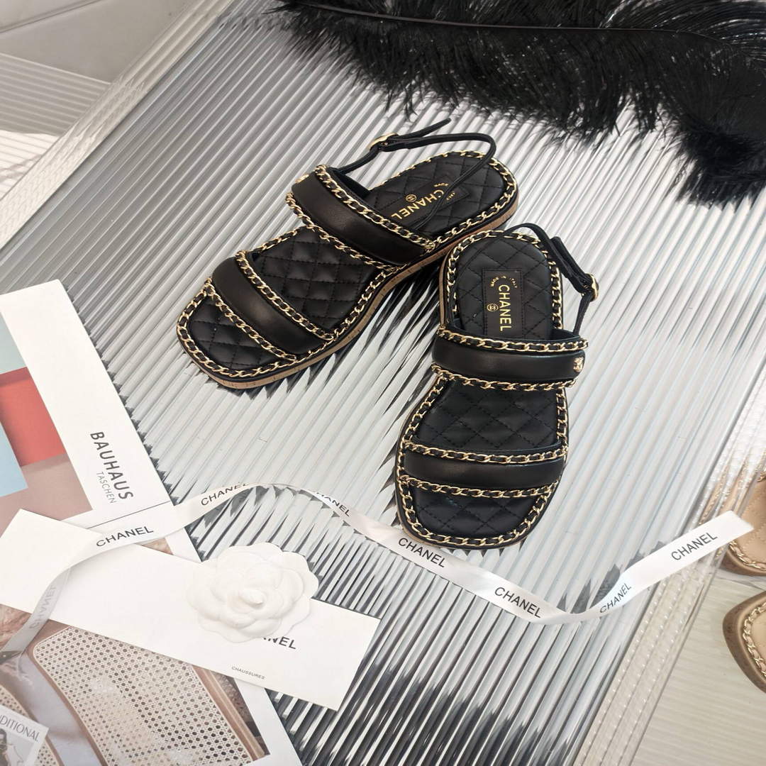 Chanel Women's Sandals Chanel Slippers Lambskin C90138