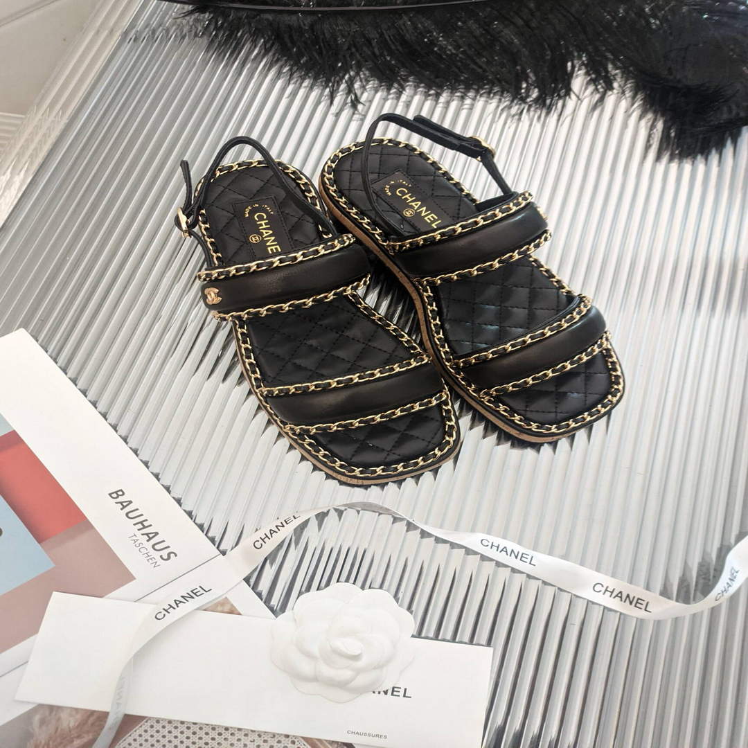 Chanel Women's Sandals Chanel Slippers Lambskin C90138