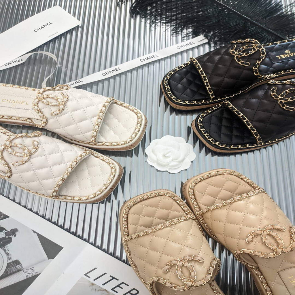 Chanel Women's Sandals Chanel Slippers Lambskin C90140