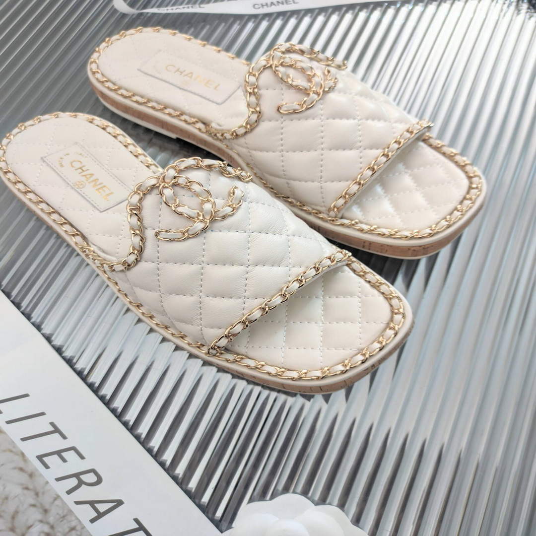 Chanel Women's Sandals Chanel Slippers Lambskin C90140