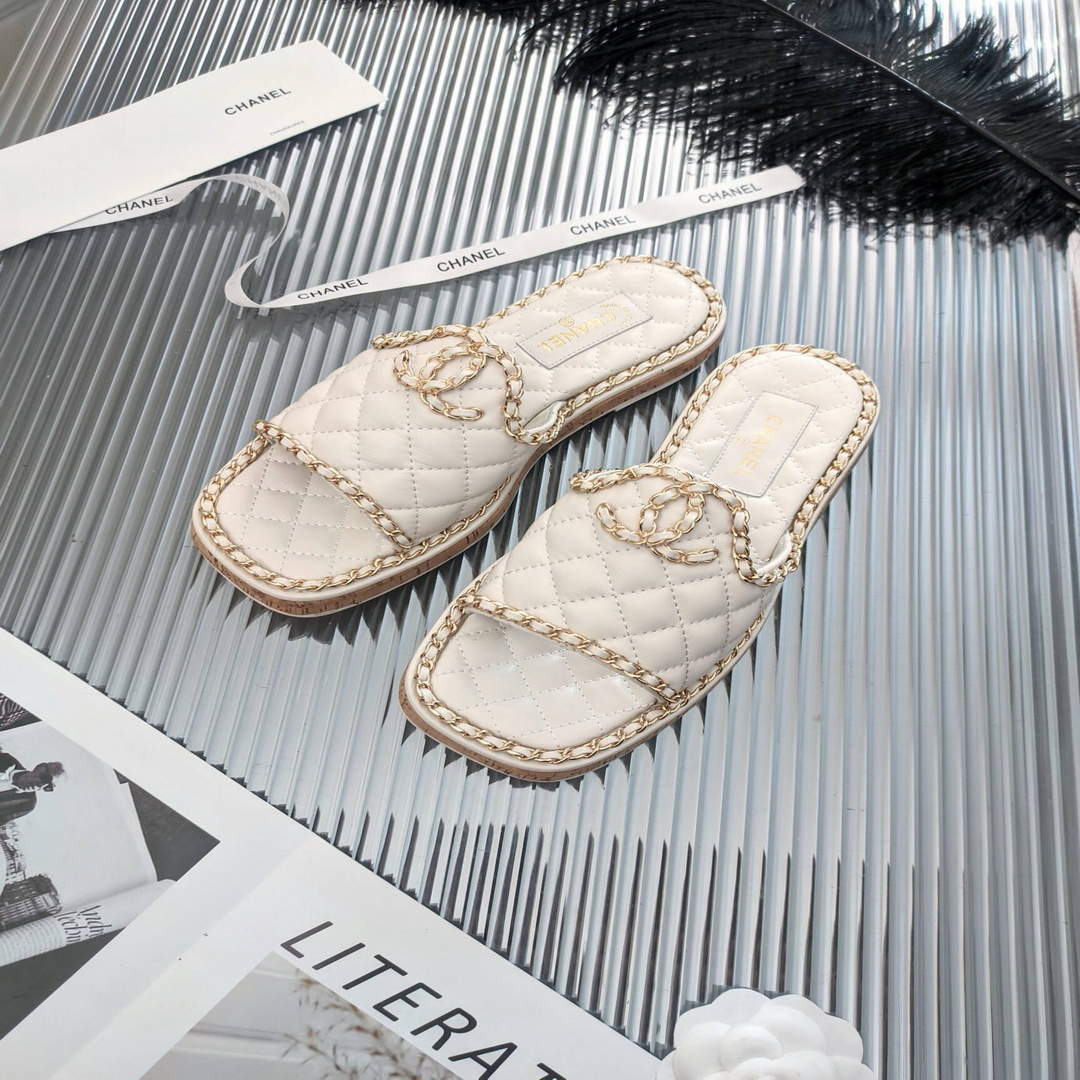 Chanel Women's Sandals Chanel Slippers Lambskin C90140