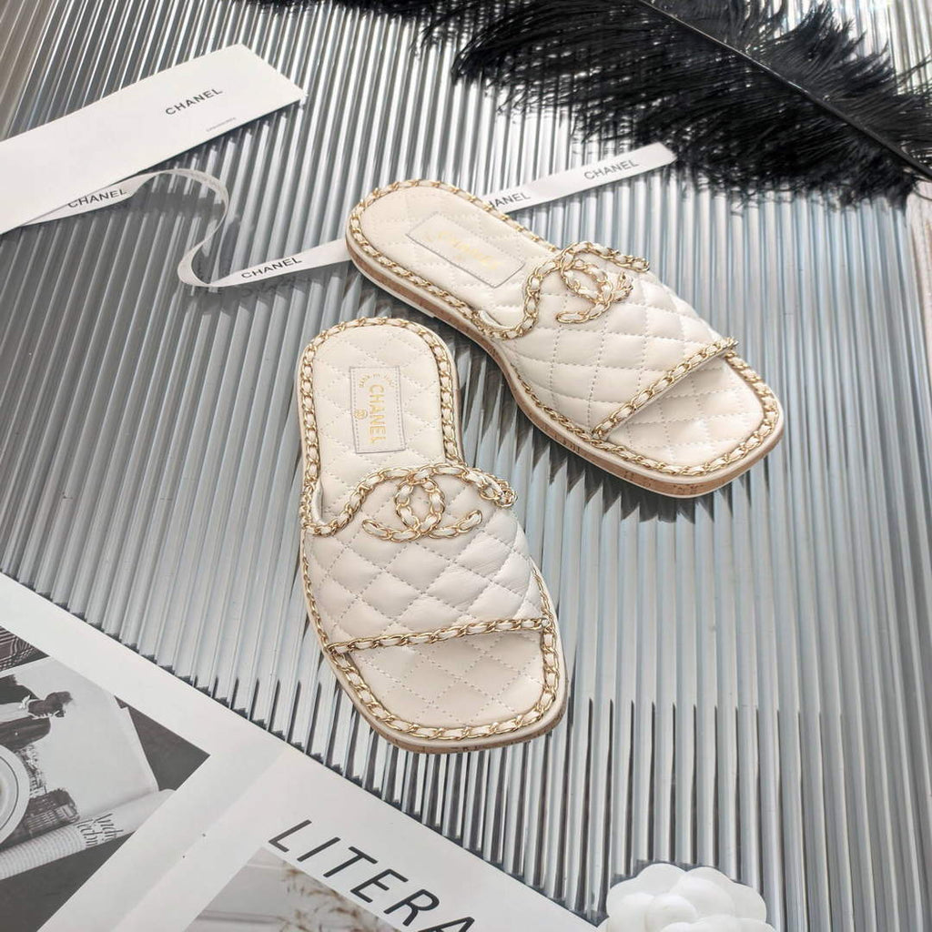 Chanel Women's Sandals Chanel Slippers Lambskin C90140