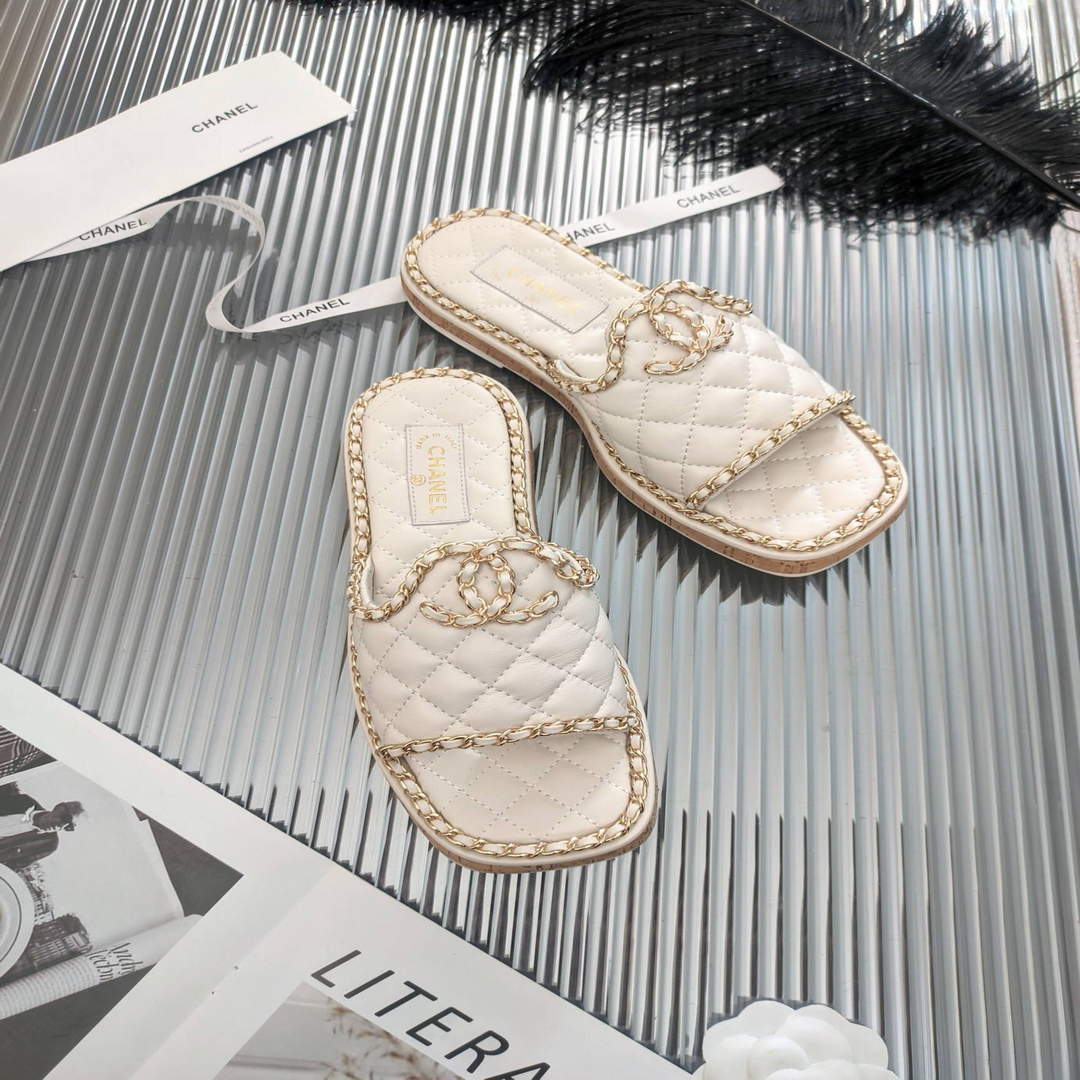 Chanel Women's Sandals Chanel Slippers Lambskin C90140