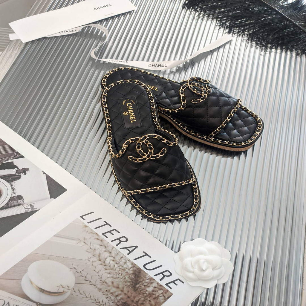 Chanel Women's Sandals Chanel Slippers Lambskin C90141