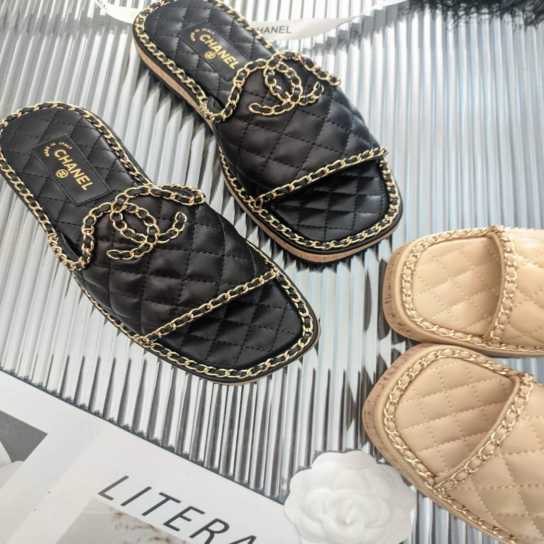 Chanel Women's Sandals Chanel Slippers Lambskin C90141