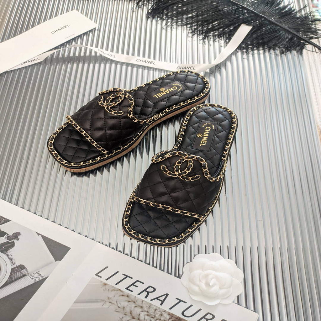 Chanel Women's Sandals Chanel Slippers Lambskin C90141