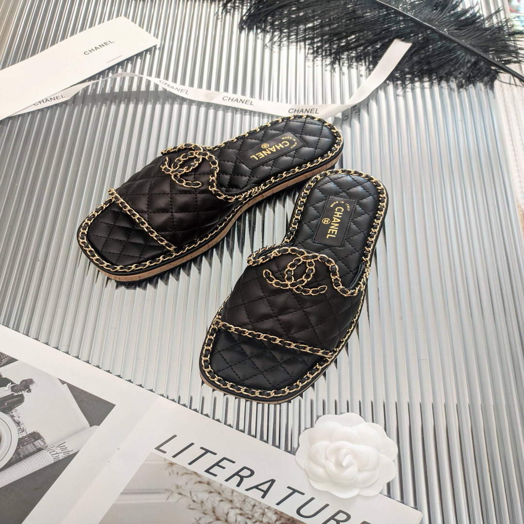 Chanel Women's Sandals Chanel Slippers Lambskin C90141