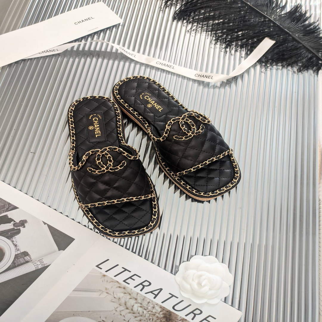 Chanel Women's Sandals Chanel Slippers Lambskin C90141