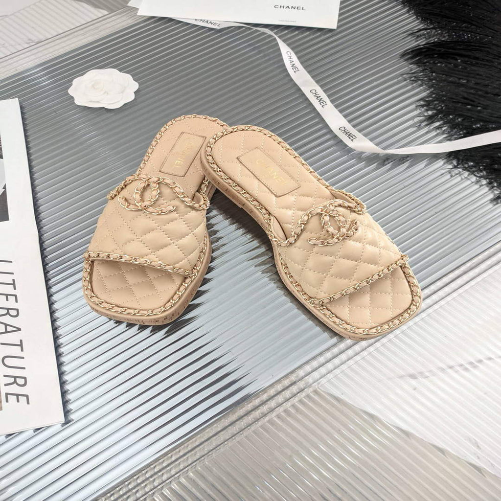 Chanel Women's Sandals Chanel Slippers Lambskin C90142