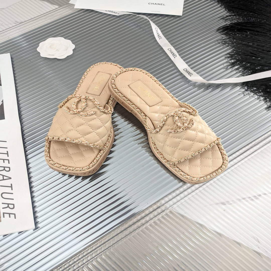 Chanel Women's Sandals Chanel Slippers Lambskin C90142