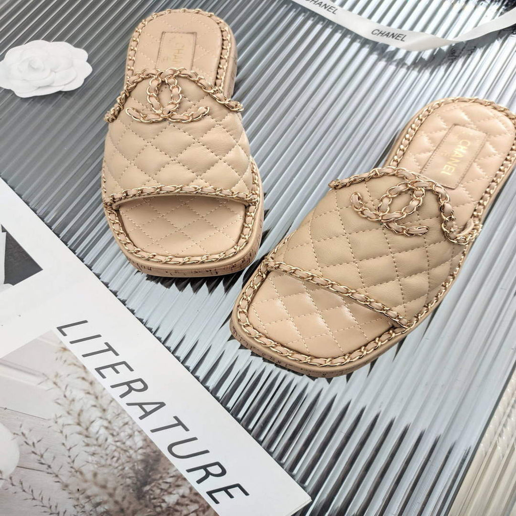 Chanel Women's Sandals Chanel Slippers Lambskin C90142