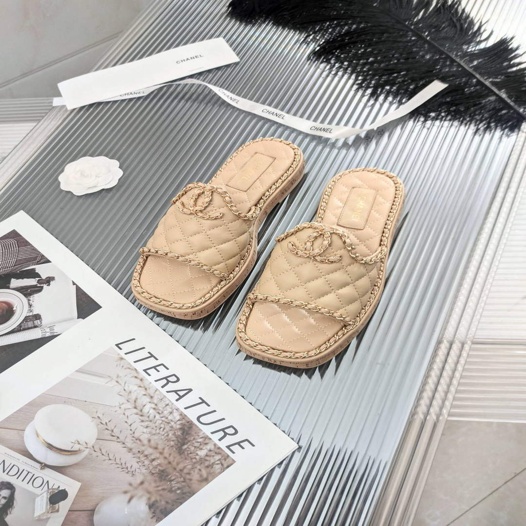 Chanel Women's Sandals Chanel Slippers Lambskin C90142