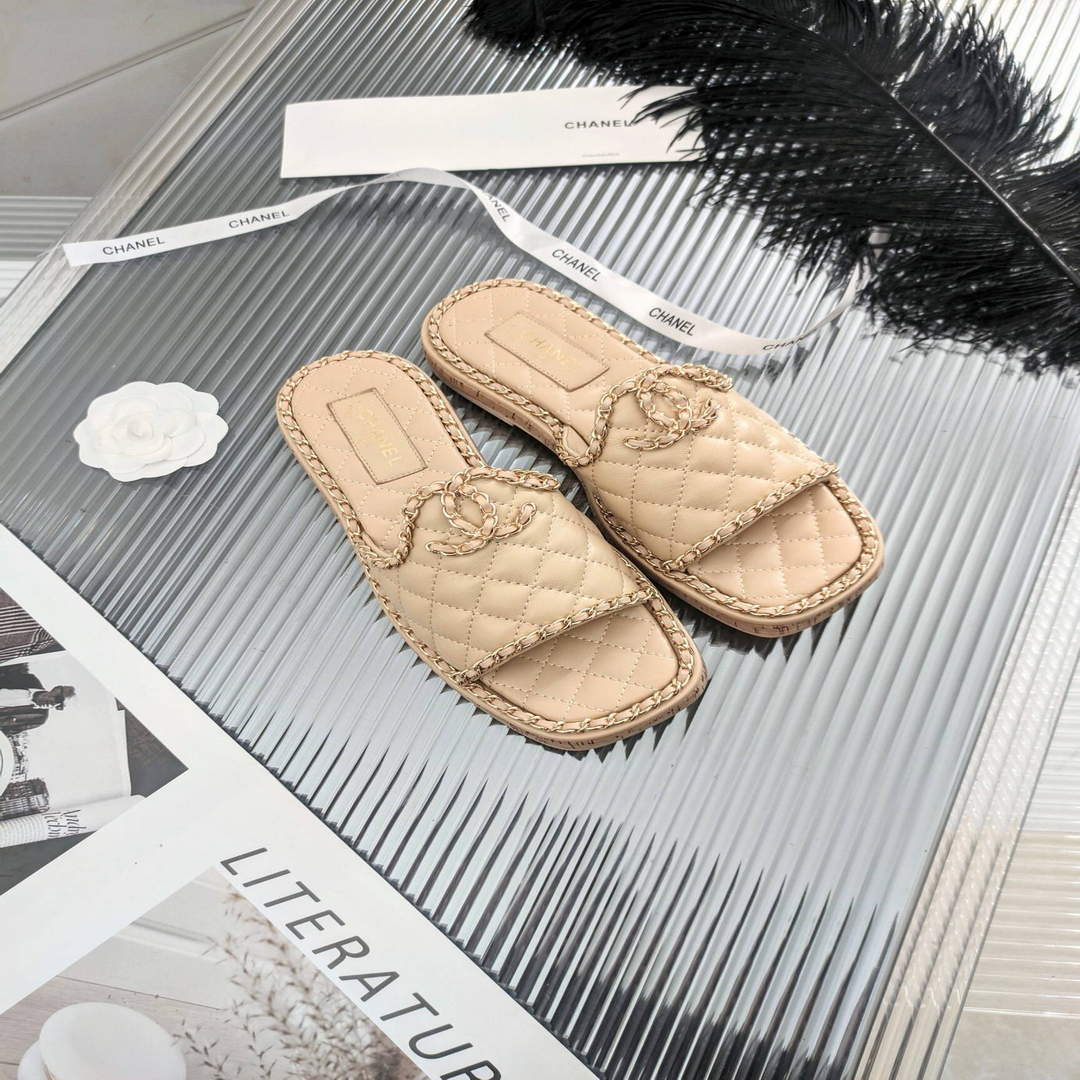 Chanel Women's Sandals Chanel Slippers Lambskin C90142