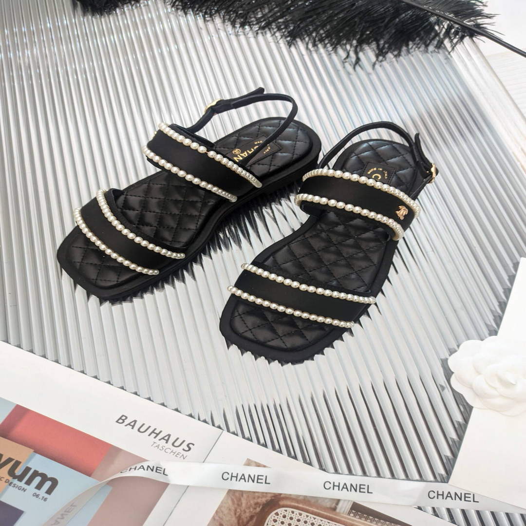 Chanel Women's Sandals Chanel Slippers Lambskin C90144