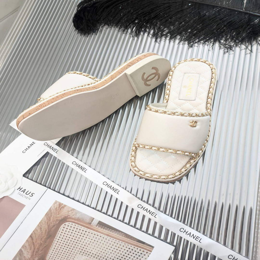 Chanel Women's Sandals Chanel Slippers Lambskin C90135